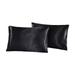 1 Pair of Silky Luxury Shiny Silk Satin Pillowcase Pillow Covers for Hair and Facial Skin 51 x 76cm (Black)