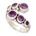 Purple Gravel,'Sterling Silver Wrap Ring with Amethyst Gemstones from Bali'
