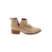 Jeffrey Campbell Ankle Boots: Slip-on Chunky Heel Boho Chic Tan Print Shoes - Women's Size 5 1/2 - Almond Toe