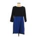 Old Navy Casual Dress - Shift Crew Neck 3/4 sleeves: Blue Color Block Dresses - Women's Size Medium