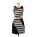 Sugar Lips Casual Dress - Sheath Scoop Neck Sleeveless: Black Color Block Dresses - Women's Size Medium