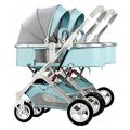 Lightweight Tandem Stroller,Foldable Twins Stroller Double Buggy Pushchair Pram,Double Infant Stroller,Twin Baby Pram Stroller,Detachable Pushchair Side-by-Side Stroller (Color : Blue)