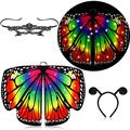 Adults Light up Butterfly Wings with Headband Mask Costumes for Women Fairy Halloween Butterfly Wings Shawl Fairy Ladies Cape Halloween Dress up Costume Accessory