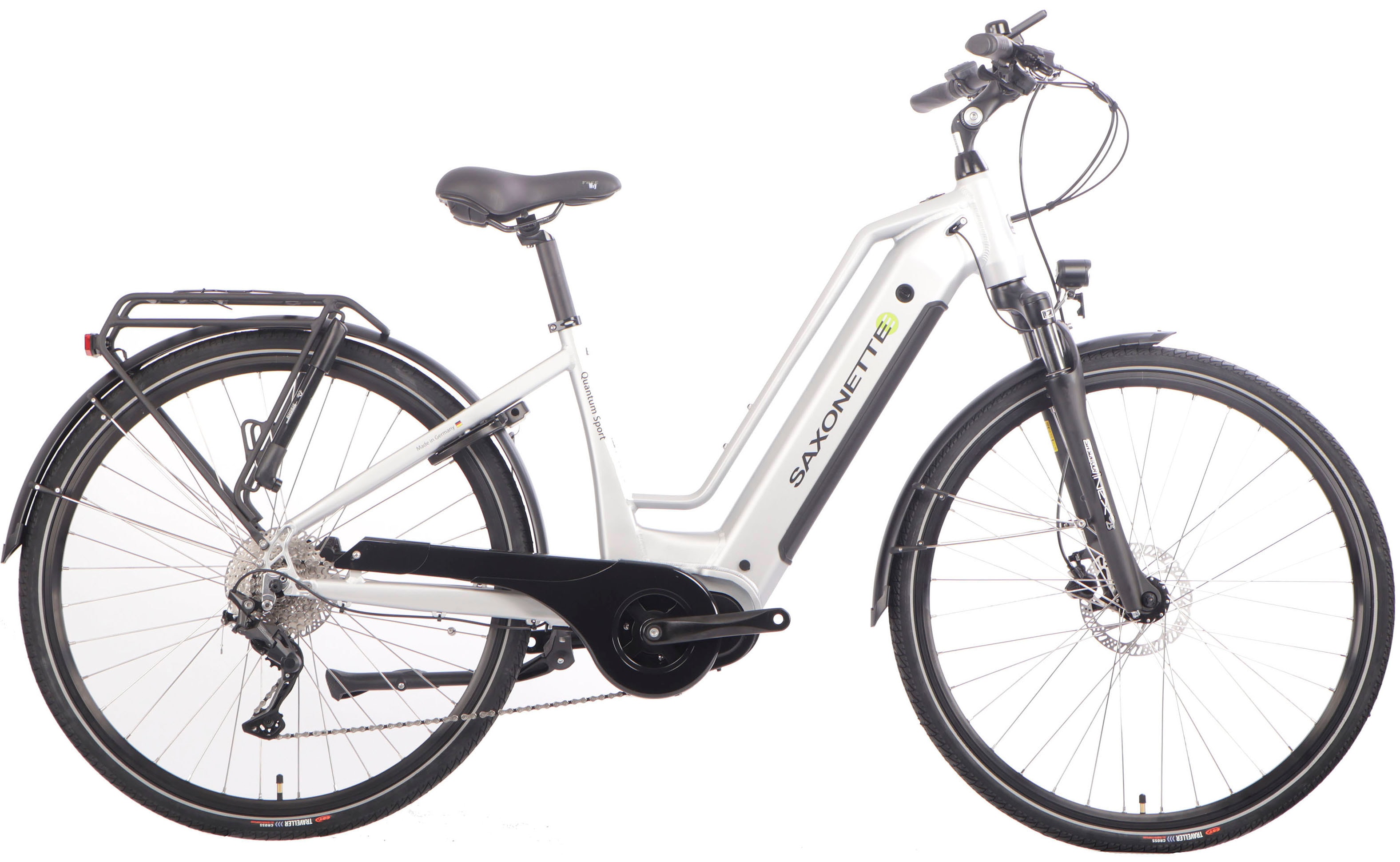 E-Bike SAXONETTE "Quantum Sport" Gr. 50, silber (silberfarben, schwarz), Elektrofahrräder, 50cm, 28 Zoll (71,12cm), Pedelec, Elektrofahrrad für Damen u. Herren Image