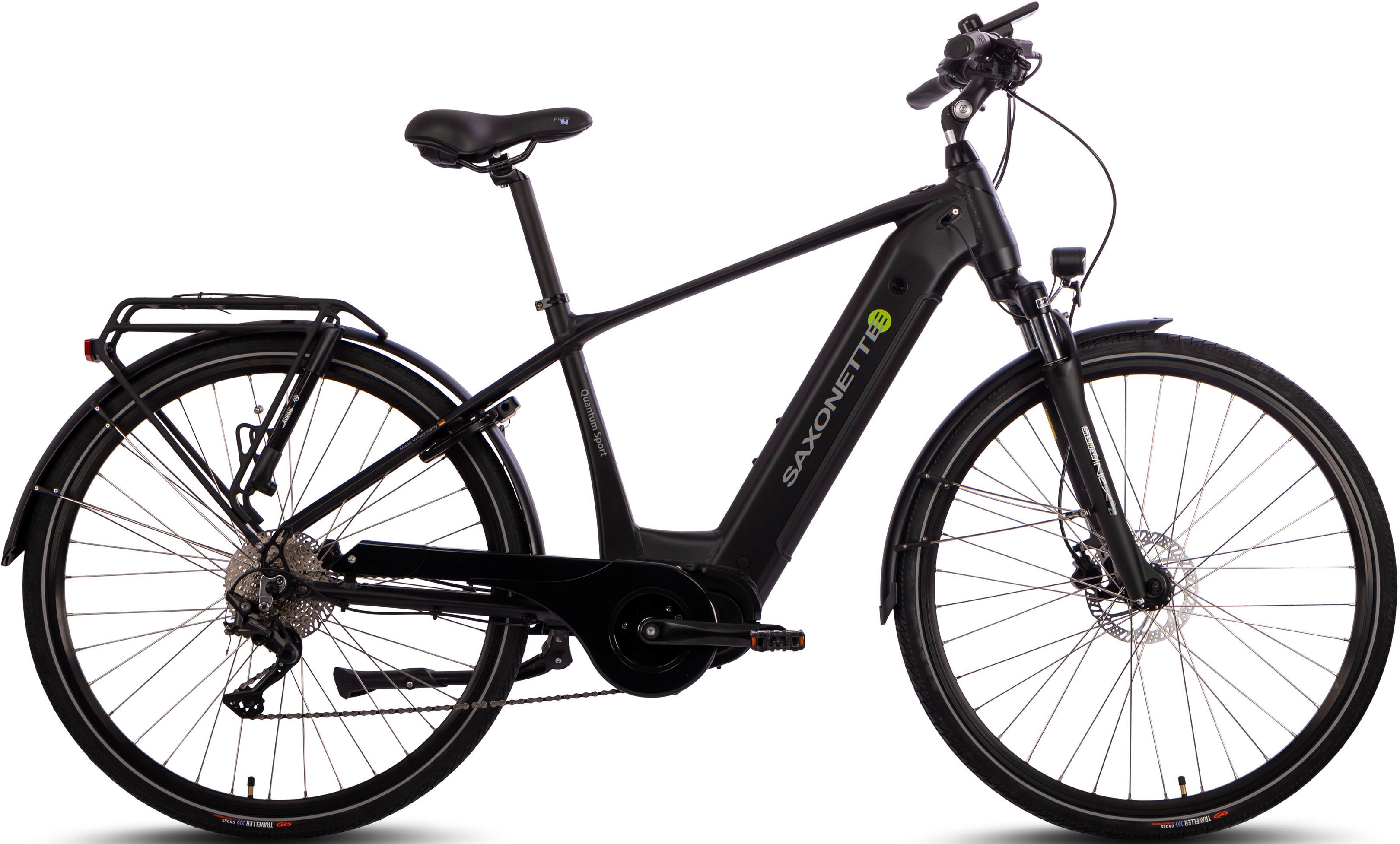 E-Bike SAXONETTE "Quantum Sport Diamand" Gr. 48, schwarz (schwarz, schwarz), Elektrofahrräder, 48cm, 28 Zoll (71,12cm), Pedelec, Elektrofahrrad für Damen u. Herren Image
