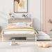 Latitude Run® Dagfin Metal Storage Bed Wood in White/Brown | 39 H x 55.7 W x 75.2 D in | Wayfair 286D8B1FD8FA46D39BF2B3EEE97DFBC0