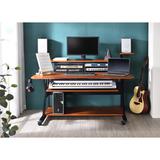 Brayden Studio® Bircan 66.97" Desk Computer Desk Bedroom Desk Music Desk w/ Keyboard Tray Wood/Metal in Black/Brown | Wayfair