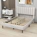 Ivy Bronx Gruenbaum Platform Bed Frame w/ Headboard Wood & /Upholstered/Linen in Gray/White/Brown | 45 H x 58 W x 79 D in | Wayfair