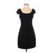 BCBGMAXAZRIA Cocktail Dress - Party Scoop Neck Short sleeves: Black Solid Dresses - Women's Size 4