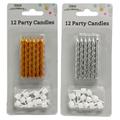 Tesco Gold And Silver Candles 12 Pack Assortment