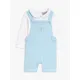 John Lewis Heirloom Collection Baby Pima Cotton Dungaree & Long Sleeve Bodysuit Set, Blue