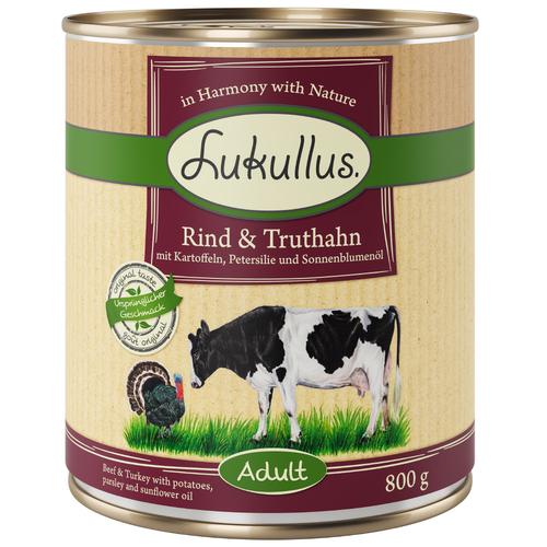 10 € Rabatt sichern! Sparpaket Lukullus Naturkost 24 x 800g Adult Rind & Truthahn (getreidefrei)