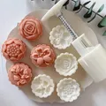4 teile/satz 50g Blume Mooncake Form Tulpe Kirschblüte Rose Lotus Muster Keks Stempel Fondant