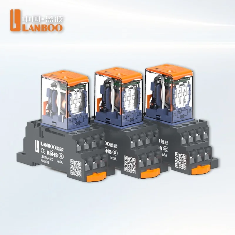 LANBOO J21A Allzweck-Mikro-Zwischenrelais, hochwertig, DC 12 V/24 V AC, 220 V, 8-poliges/14-poliges Relais und Basis separat erhältlich Image