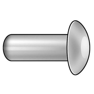 ZORO SELECT TSC1616.1-100 Semi-Tubular Rivet, Oval Head, 1/4 in Dia., 1/2 in L,
