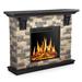 Electric Fireplace Mantel Package, Freestanding Stone Fireplace Heater TV Stand with Remote Control