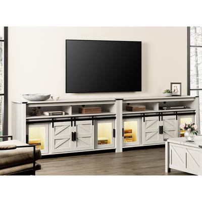 Highboy TV Console with LED Lights, Farmhouse & Industrial, 59 Inch