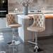 Modern Upholstered Chrome Base Bar Stools W/ Tufted Adjustable Swivel Bar Stools for Kitchen Island Home Bar (Set of 2), Khaki