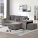 Grey 104" L-shape Sleeper Sofa Bed Reversible Sectional Couch Set for Living Room Sofa with torage Chaise and 2 Stools