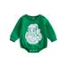 Qtinghua Newborn Baby Girl Boy Christmas Romper Long Sleeve Santa Claus/Letters Print Bodysuit Fall Clothes Green 3-6 Months