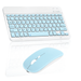 Rechargeable Bluetooth Keyboard and Mouse Combo Ultra Slim Full-Size Keyboard and Ergonomic Mouse for Dell Latitude 7000 7420 Laptop and All Bluetooth Enabled Mac/Tablet/iPad/PC/Laptop - Sky Blue