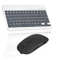 Rechargeable Bluetooth Keyboard and Mouse Combo Ultra Slim Full-Size Keyboard and Ergonomic Mouse for Computer and All Bluetooth Enabled Mac/Tablet/iPad/PC/Laptop - Shadow Grey with Black Mouse