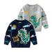 Uccdo 1/2 Packs Toddler Boys Sweaters Cartoon Dinosaur Knitted Sweatshirts Sweater Pullover Tops 2-7 Years Blue & Gray