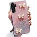 Samsung Galaxy A14 5G Glitter Case Cute 3D Butterfly Glitter Bling Sparkle Shiny Girly Anti-Scratch Slim Thin TPU Clear Back Phone Case Cover for Women Girls for Galaxy A14 5G (Pink)