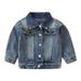 IBTOM CASTLE Toddler Baby Girls Boys Denim Jacket Long Sleeve Button Down Jeans Coat Ripped Hooded Top Fall Cowboy Casual Outwear Clothes 2-3 Years Blue + Pink Heart