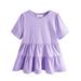 Arshiner Girl s Peplum Tops Short Sleeve T Shirts Crewneck Casual Loose Babydoll Shirt Blouse Tops (Purple 7-8Years)