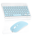 Rechargeable Bluetooth Keyboard and Mouse Combo Ultra Slim Full-Size Keyboard and Ergonomic Mouse for Tablet and All Bluetooth Enabled Mac/Tablet/iPad/PC/Laptop - Sky Blue