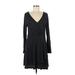 Saturday Sunday Casual Dress - A-Line V Neck Long sleeves: Black Dresses - Women's Size Small