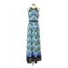 Ann Taylor Casual Dress - Maxi: Teal Chevron Dresses - Women's Size 8 Plus