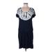 MICHAEL Michael Kors Casual Dress - DropWaist Scoop Neck Short sleeves: Blue Tie-dye Dresses - Women's Size Medium