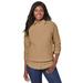 Plus Size Women's Cable Crewneck Sweater by Jessica London in Soft Camel (Size M)