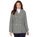 Plus Size Women's Double Breasted Wool Blazer by Jessica London in Ivory Mini Houndstooth (Size 16 W) Jacket