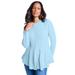 Plus Size Women's Fit-and-Flare Sweater by Roaman's in Ice Blue (Size 2X)