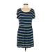 Iz Byer Casual Dress - Mini Scoop Neck Short sleeves: Blue Print Dresses - Women's Size Medium