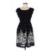 Max Studio Casual Dress - Mini Scoop Neck Short sleeves: Black Floral Dresses - Women's Size Medium