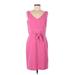 DressBarn Casual Dress - Sheath V Neck Sleeveless: Pink Print Dresses - Women's Size 8