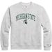Men's League Collegiate Wear Heather Gray Michigan State Spartans Distressed Arch Over Logo Lightweight Essential Fleece Pullover Sweatshirt