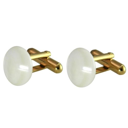 Gemshine – Manschettenknöpfe ‚Rosenquarz‘ Herrenschmuck Weiss