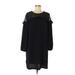 Ann Taylor LOFT Casual Dress - Mini Crew Neck Short sleeves: Black Solid Dresses - New - Women's Size 10 Petite