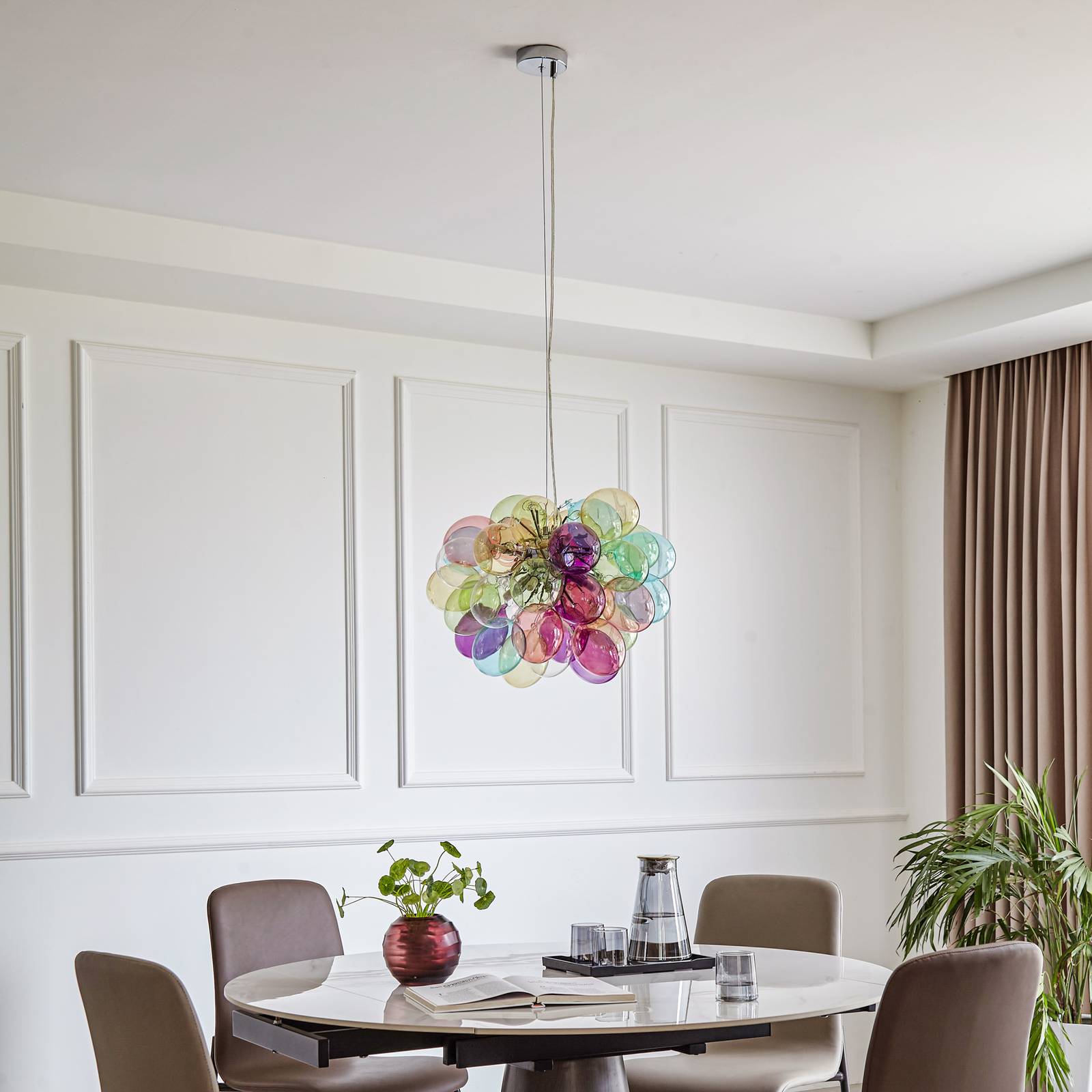 Glas Hängelampe Diborah Lucande, dimmbar, Multicolour, für Wohn- / Esszimmer, Glas, Design, Pendelleuchte