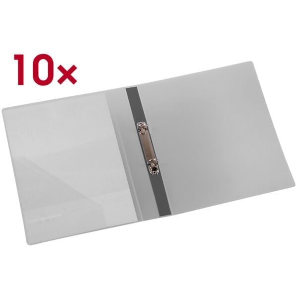EICHNER 10x PP-Ringbuch A4 - 2-Ringe grau, 26x31.5 cm