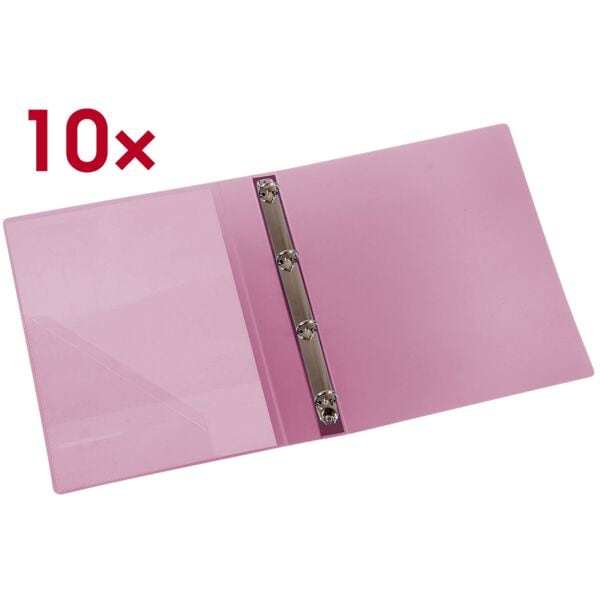 EICHNER 10x PP-Ringbuch A4 - 4-Ringe rot, 26x31.5 cm