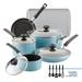 Farberware Easy Clean Aluminum Nonstick Cookware Pots and Pans Set, 15-Piece, Aqua