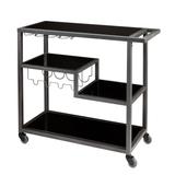 Mobile Kitchen Shelf w/ Wine Rack and Glass Holder w/ Locking Castor Wheels Bar Cart Serving Cart & Microwave Cart & Drink Cart