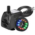 15W 264GPH Submersible Fountain Pump with 12 Colorful LED Lights for Outdoor Pond Aquarium fish tanks Water Feature Statuary Gardens and Hydroponic