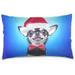 Smart Dog in Christmas Costume Velvet Oblong Lumbar Plush Throw Pillow Cover/Shams Cushion Case 20x26in Decorative Invisible Zipper Design for Couch Sofa Pillowcase Only